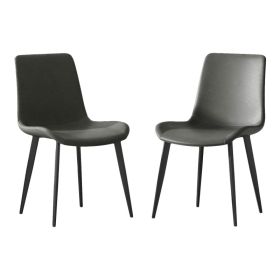 Dining Chairs 2PCS, Modern Kitchen & Dining Room Chairs, Upholstered Faux Leather Cushion Seat And Sturdy Metal Legs (Option: grey)