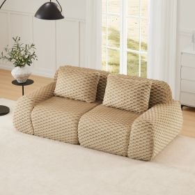 82 Modern Modular Sectional Sofa For Living Room,Flannelette Fabric,highly Textured,Oversized 2-Seater Couch With Deep Seat,Buckle Connection,Ant (Option: Light Camel)