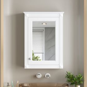 20 Wall Mounted Bathroom Storage Cabinet With Mirror, Medicine Cabinet With Height Adjustable Shelf, Over The Toilet Space Saver Cabinet (Option: White)