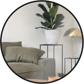 24 Inch Black Metal Framed Round Bathrrom Mirror For Wall. W2203P182012 (Option: Black)