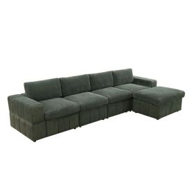 Self Pickup Only--Green Corduroy 5-Pieces Living Room Sofa Set (Option: F4984   4PCS  LAC. RAC. Cx2)