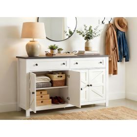 55in Sideboard Buffet Cabinet Kitchen Storage Sideboard With 2 Drawers 4 Doors Modern Farmhouse Coffee Bar Cabinet For Dining Room Living Room (Option: Default)