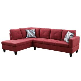 Pickup Only--Red Flannelette 3-Piece Living Room Sofa Set (Option: 2PCS  S.C)