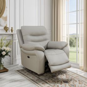 Pickup Only---Grey Genuine Leather 3-Piece Living Room Recliner Sofa (Option: C)