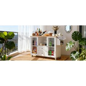 Kitchen Island Cart Rolling On Wheels With 13 Storage Areas Drop Leaf Bar Countertop Side Open Condiment Rack Tower Rack Extra Storage Table Mode (Option: Default)