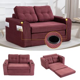 Convertible Sofa Bed,Expandable Double Sofa Bed, 2 In 1 Convertible Sofa Bed, Fold Out Floor Couch With Pillows For Living Room Bedroom Lounge (Option: Wine red)