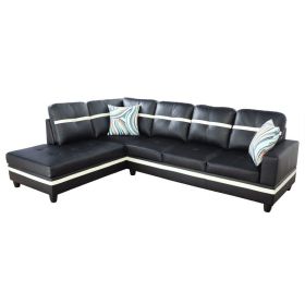 Pickup Only--Black And White Semi PU Synthetic Leather 3-Piece Couch Living Room Sofa Set (Option: 2PCS  SC)