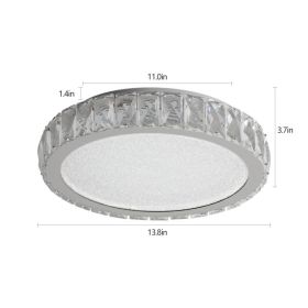 Crystal LED Ceiling Light, 13.8-Inch Flush Mount, 38W Dimmable Modern Fixture, Energy-Saving, Perfect For Living Room, Bedroom, Kitchen (Option: Default)