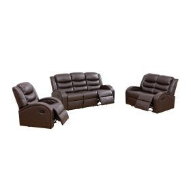 Pickup Only--Brown Faux Synthetic Leather 3-Piece Couch Living Room Sofa Set (Option: GS4112C.L.S)