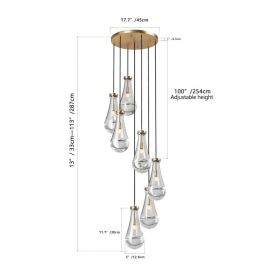 7 Light Dining Room Pendant Light, Large Chandelier Adjustable Hanging Line, Living Room Pendant Light, Foyer Chandelier, Stairwell Pendant Light (Option: Default)