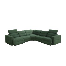 Pickup Only-Green Flannel 5-Piece Living Room Recliner Sofa Set (Option: GN551125PCS  LAC.RAC.CX2.W)