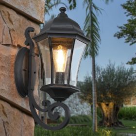 1-Pack Vintage Wall-Mounted Outdoor Lantern Light  Elegant Black Metal Sconce For Porch, Patio, And Garden Lighting Bulb Not Included (Option: Default)