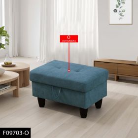 Only Self Pickup--Teal Blue Fluffy Fabric 3-Piece Living Room Sofa (Option: F09703  O)