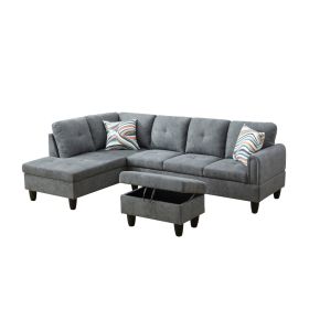 Only Self Pickup--Dark Grey Fluffy Fabric Living Room Sofa Set (Option: F09705A  3PCS S.C.O)
