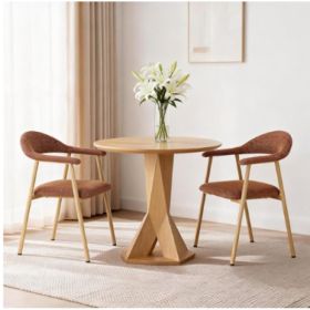 2 Chair Set - A Modern Kitchen Side Chair Set With Curved Backrests And Linen Upholstery, Accompanied By Metal Decorative Chairs (Option: Orange)