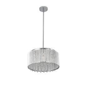 16 Elegant Crystal Pendant Chandelier With Chrome Finish - 7-Light Drum Light Fixture With Clear Crystal Strands For Dining Room, Living Room, Or (Option: Default)
