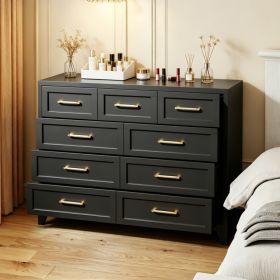 9-Drawer Tall Dresser, Black Metal Storage Cabinet With Smooth Gliding Drawers, Space-Saving Chest Of Drawers For Bedroom, Living Room, Entryway, (Option: Black)