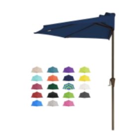Sturdy Frame Central Column Semi-umbrella For Home Patio Garden. Durable Umbrella That Serves Both Sun Protection And Rain Shelter Purposes. (Option: Dark Blue)