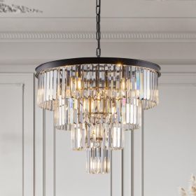 Same As W1340P188542-L5007-600-B  24  Contemporary Crystal Modern Chandeliers Crystal Ceiling Chandelier 4 Tier Black Chandelier Lighting For Din (Option: Default)