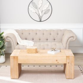 49  Rustic Wood Coffee Table, Engineered Wood Center Table With Whitewashed Finish, Modern Farmhouse Living Room Table (Option: Natural)