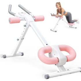 Adjustable Abdominal Training Machine, Featuring 2 Incline Angles And 5 Height Adjustment Levels, Equipped With A Liquid Crystal Display And Fold (Option: White and pink)