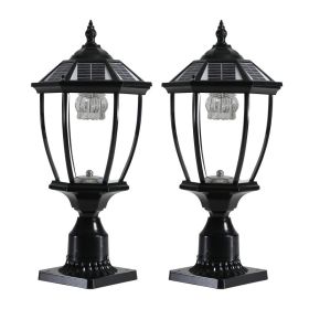 20 H Black Solar Powered LED Outdoor Lantern, Vintage Garden Light With Elegant Glass Design For Pathways, Yards, And Patios 2-Pack (Option: Default)