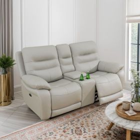 Pickup Only---Grey Genuine Leather 3-Piece Living Room Recliner Sofa (Option: L)