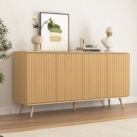 Sideboard Buffet Cabinet With Storage, Long Sideboard Storage Cabinet With 4 Doors, Wood Credenza Console Coffee Bar Cabinets With Adjustable She (Option: Natural)