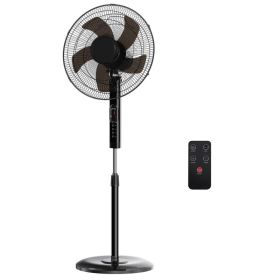 Remote Control Quiet Standing Fan, Oscillating Pedestal Fan With Adjustable Height, Timer And Multiple Modes For Bedroom Office (Option: Black)