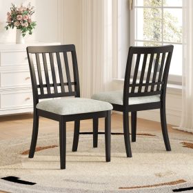 2-Piece Modern Scandinavian Dining Chairs, Curved Wood Backrest With Gray Fabric Seat, Finish For Dining Room And Apartment, Easy To Assembly -BL (Option: Black)