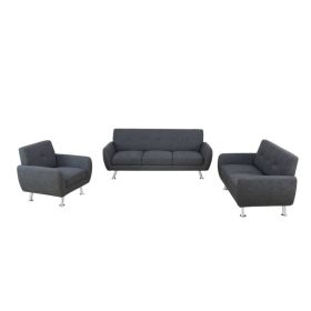 Pickup Only--Black Grey Linen 3-Piece Living Room Sofa Set (Option: F2510   C .L .S)
