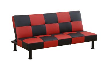Pickup Only--Red&Black Faux Leather Living Room Sofabed (Option: FB2104)