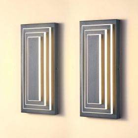 3-Tier 15.7 In Outdoor Light Fixture Black Exterior Wall Light LED Modern Wall Sconce Waterproof Outdoor Garage Lighting   2 Pack (Option: Default)