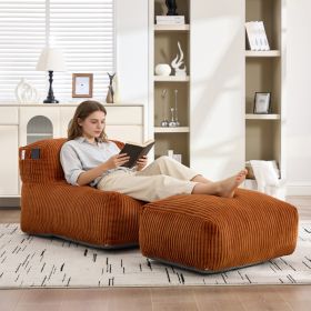 Big Bean Bag Chair For Adults,Lounger Large Bean Bag Sofa, Memory Foam Filled Beanbag Chair For Living Room, Bedroom, Balcony,Comfy Corduroy Bean (Option: Orange)