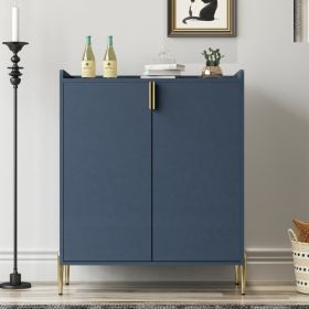 2 Doors Home Wine Bar Cabinet With Wine Rack & Adjustable Storage Shelf, Modern Sideboard With Soft-closing Hinge, Dinning Room Buffet Cabinet, L (Option: Blue)