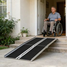 6' Skidproof Portable Wheelchair Ramp For Home, Steps, Doorways, Carpeted Foldable Handicap Ramp, Threshold Ramp (Option: Black)