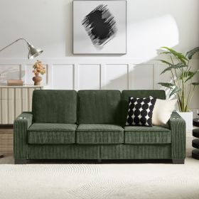 83.86 Corduroy Fabric Sofa,Modern Compressed Couch,3  Seater Sofa, Furniture For Living Room,Bedroom,office ,Green (Option: Green)
