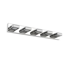 32in  Modern Chrome 5-Light LED Vanity Light, Square Acrylic Lampshades Wall Mount Fixture For Bathroom, Mirror Lighting (Option: Default)