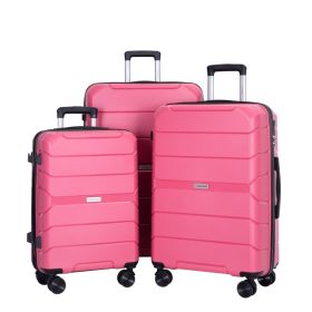 Hardshell Suitcase Spinner Wheels PP Luggage Sets Lightweight Durable Suitcase With TSA Lock,3-Piece Set   20  24  28   ,Rose (Option: Rose)