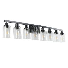 51  Black 8-Light Vanity Light With Clear Glass Shades, Modern Iron Metal Bathroom Wall Fixture For Mirror, Ideal For Bathroom And Dressing Table (Option: Default)