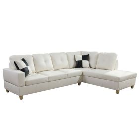 Pickup Only--White Faux Leather 3-Piece Couch Living Room Sofa Set (Option: F092B.2PCS .S.C)