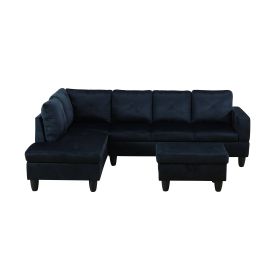 Pickup Only--Midnight Blue Microfiber 3-Piece Living Room Sofa Set (Option: F09813A3PCS  S.C.O)