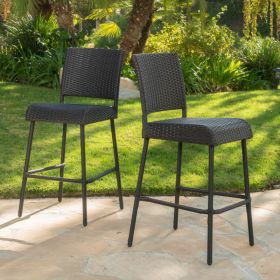 29 Outdoors PE Rattan Armless Barstools, Set Of 2, Dark Brown (Option: Dark Brown)