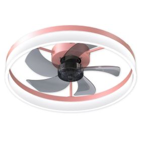 Ceiling Fans With Lights Dimmable LED Embedded Installation Of Thin Modern Ceiling Fans---Pink (Option: Default)