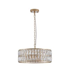 18  Golden Modern Crystal Drum Chandelier, 6-Light Pendant Lighting Fixture With Metal Frame For Living Room, Dining Room, And Bedroom  Bulbs Not (Option: Default)