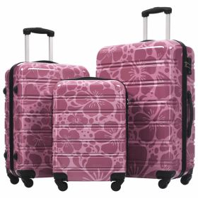 Hardshell Luggage Sets 3 Pcs Spinner Suitcase With TSA Lock Lightweight-20-24-28 Luggages (Option: Pink Purple)