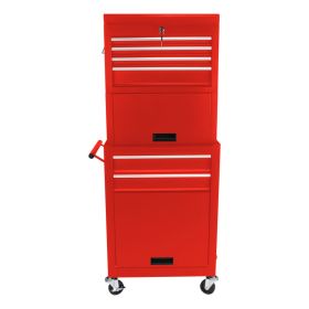 Tool Cabinet On Wheels, 6-Drawer Lockable Rolling Tool Chest W 4 Universal Wheels, 2 In 1 Detachable Tool Box Storage Organizer For Garage Worksh (Option: Red)