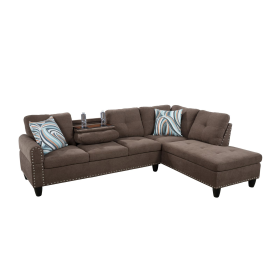 Self-pickup Only--Brown Breathable Fabric Living Room 3-Piece Sofa Set (Option: F09921B    2PCS  C.S)