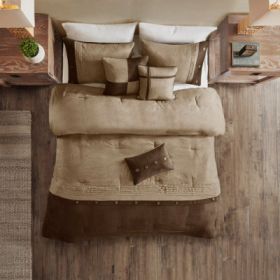 7 Piece Faux Suede Comforter Set (Option: Brown-King)