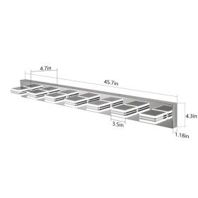 45in  Modern Chrome 7-Light LED Vanity Light, Square Acrylic Lampshades Wall Mount Fixture For Bathroom, Mirror Lighting (Option: Default)